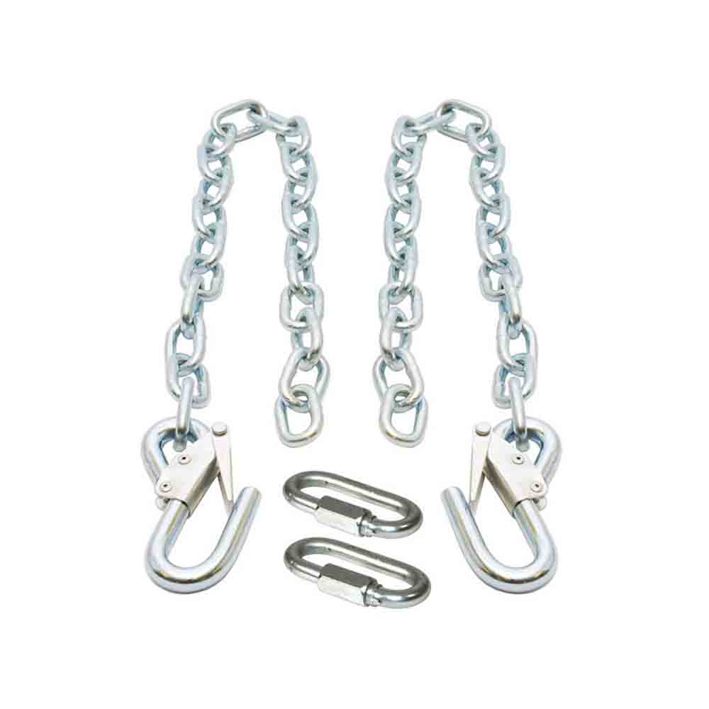 Trailer Safety Chains with Safety Latches and 1/4 Inch Quick Links - Class I - 2,000 lb. Capacity - 24