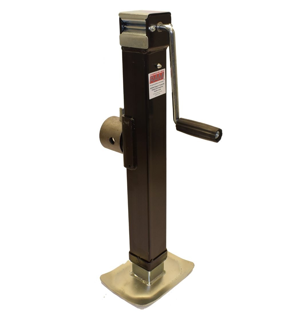 Square Trailer Jack, Side Mount, 8,000 lbs. Support Capacity, Sidewind, Weld-On Round Pipe, 15 Inch Travel
