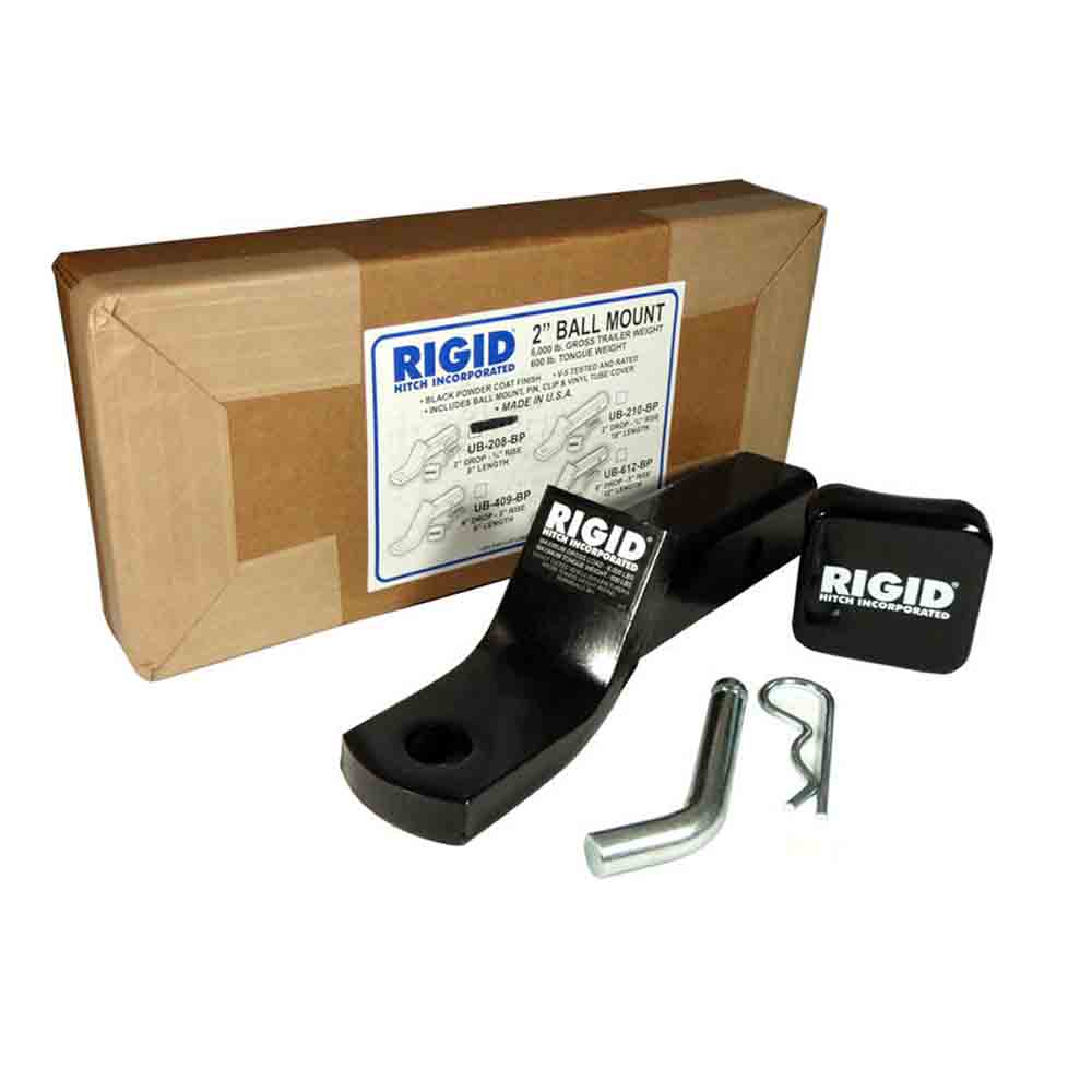 Rigid Hitch Ball Mount Assembly for 2" Receivers - 2" Drop - 3/4" Rise - 8" Length - Made in USA