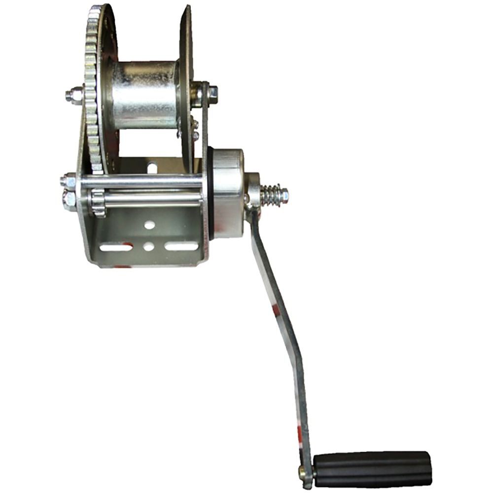1500 lb Capacity Hand Brake Winch Zinc Finish, with 3 Inch Rigid Hitch Logo Decal (W-1500)